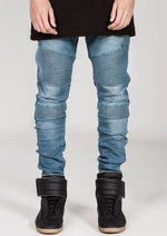 Load image into Gallery viewer, Chic Cool Slim Ruched Biker Stretch Jeans
