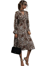 Load image into Gallery viewer, Chic Leopard Print Midi Dresses Wholesalers
