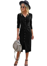 Load image into Gallery viewer, Chic Button Front Knitted Midi Dresses Shopping Online
