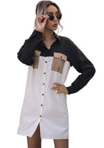 Load image into Gallery viewer, Casual Color Contrast Midi Shirt Dress
